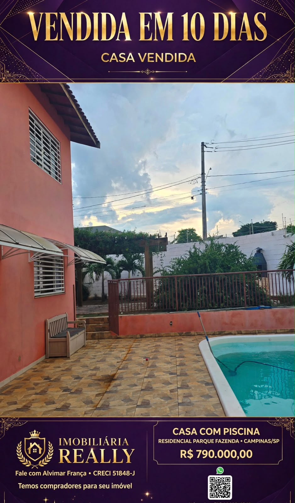 Casa com piscina vendida em 10 dias pela Imobiliária Really